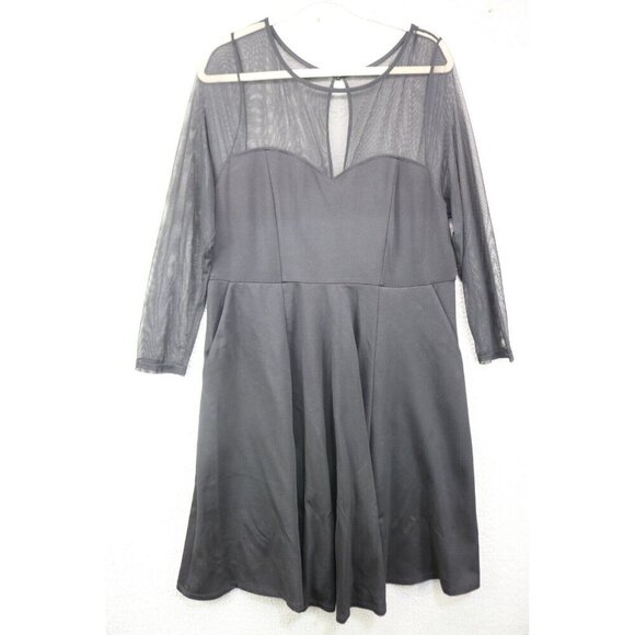 Torrid Black Mesh Empire Waist Dress-Size 14-Whimsigoth-Witchy-Goth-Pockets - Picture 1 of 16